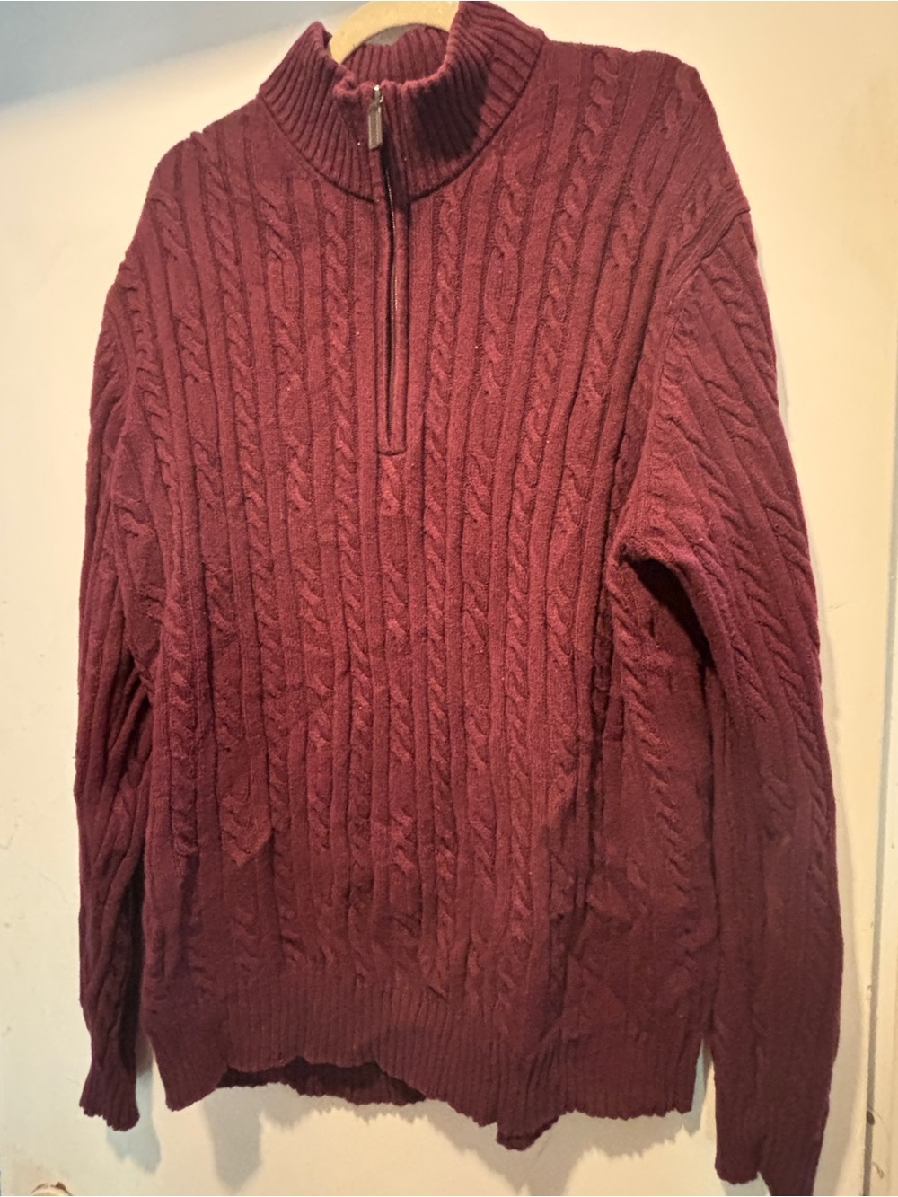 Izod Men's Cable-Knit Half-Zip Sweater - Burgundy